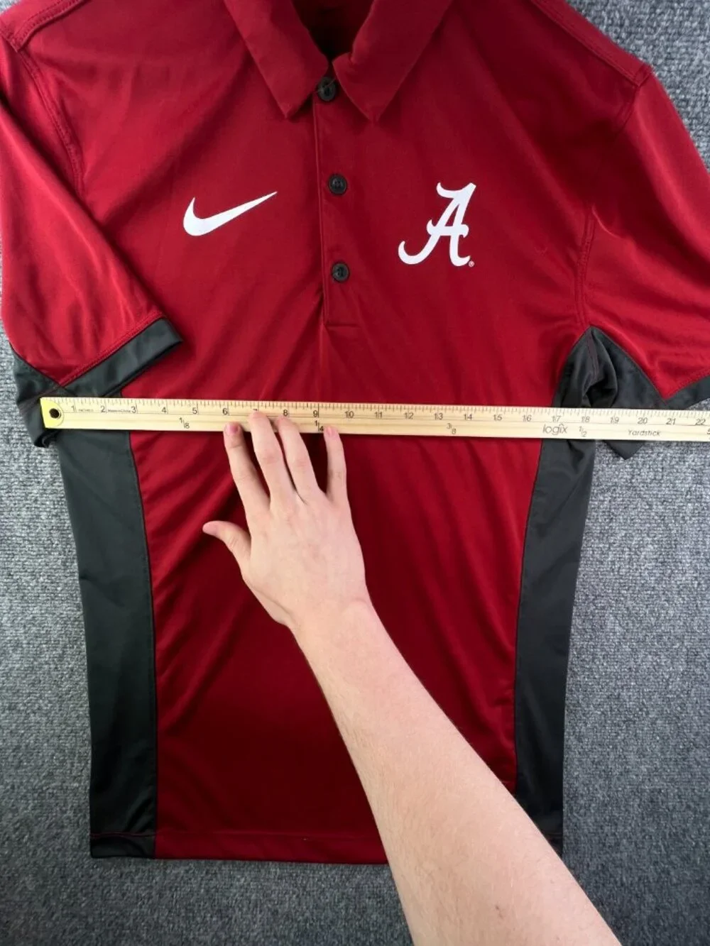 Nike Small Alabama Crimson Tide Polo Dri-fit Short Sleeve Red Gray Short Sleeve